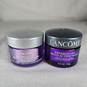 Lancome Renergie Lift Multi Action Day Spf 30 & Night Cream travel .5oz 15g NWOB